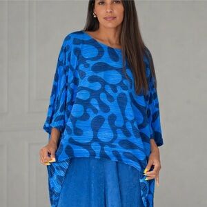 Chemisette “Colibrí Azul” Pleated Tunic Oversize One Size NWT 💙✨